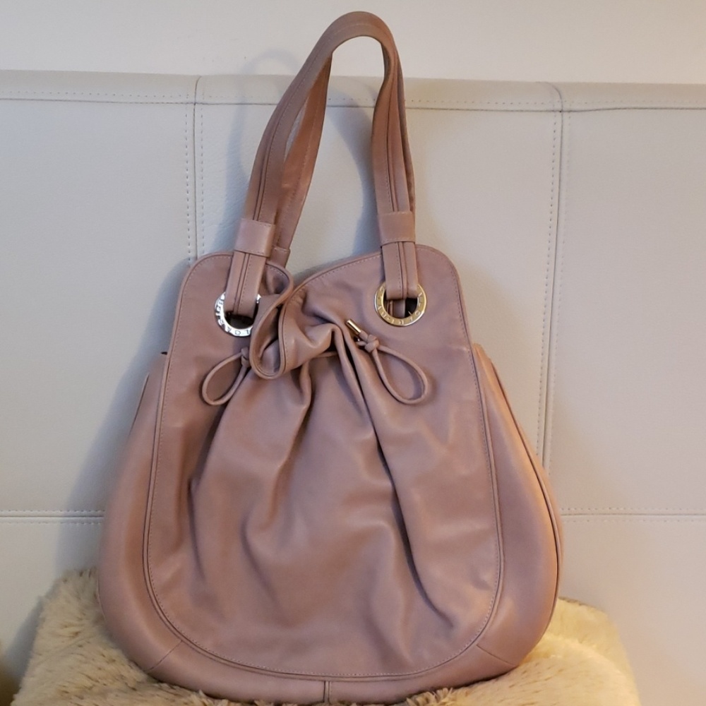 Bulgari dusty pink leather bag